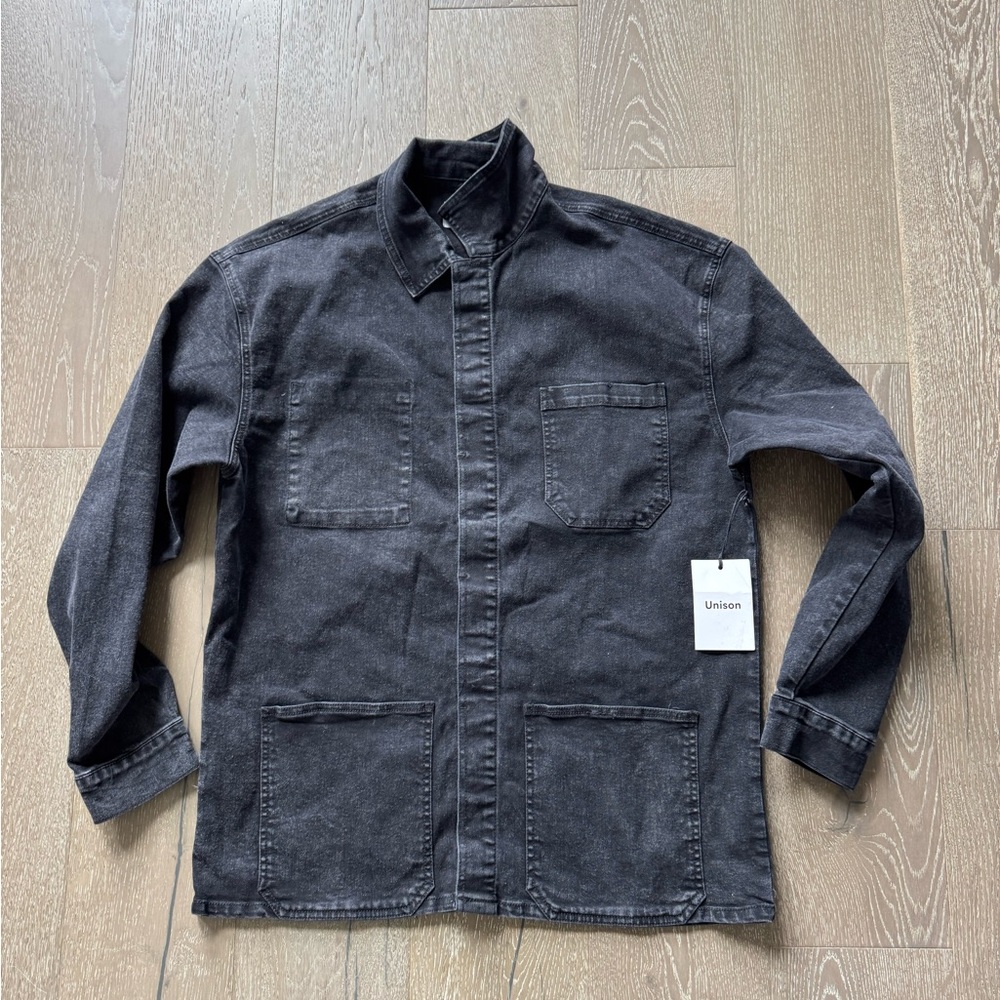 Unison denim black wash chore coat